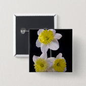 Gelb auf weißem Daffodil Button (Vorne & Hinten)