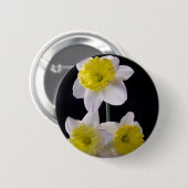 Gelb auf weißem Daffodil Button (Vorne & Hinten)