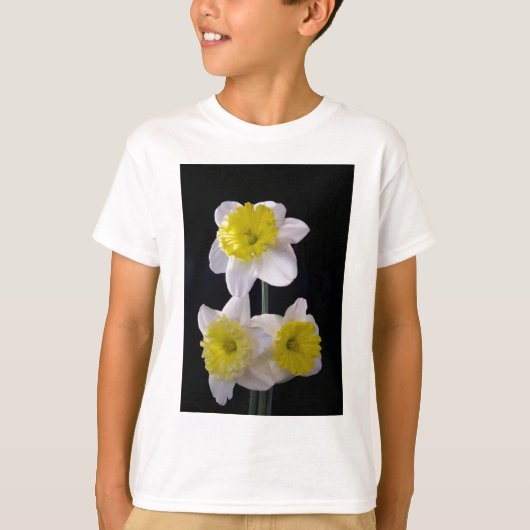 Gelb auf weißem Daffodil T-Shirt (Vorderseite)