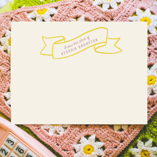 Gelb Banner Violett Lila Personalisierter Name Mitteilungskarte