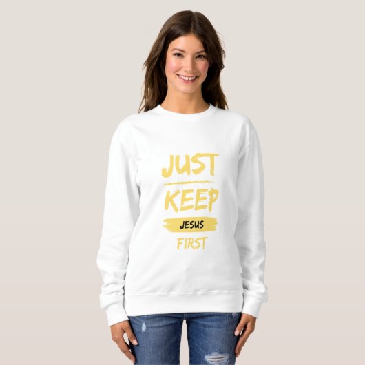 Gelb Behalte nur Jesus zuerst Sweatshirt (Vorne ganz)