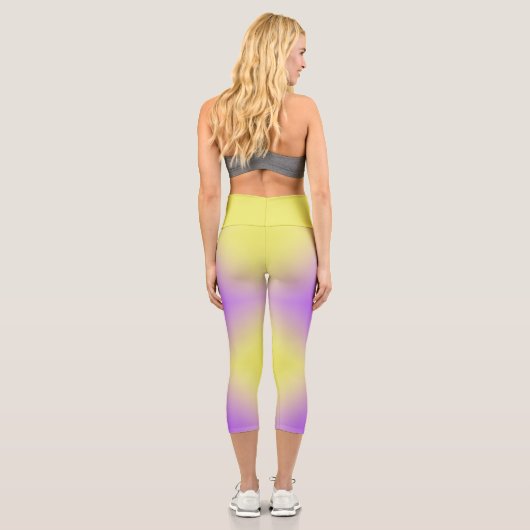 Gelb bis Lila Diamantmuster Capri Leggings (Rückseite)