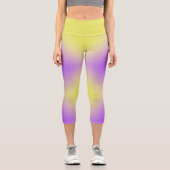 Gelb bis Lila Diamantmuster Capri Leggings (Vorderseite)