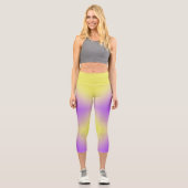 Gelb bis Lila Diamantmuster Capri Leggings (Vorderseite)