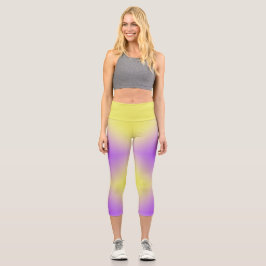 Gelb bis Lila Diamantmuster Capri Leggings