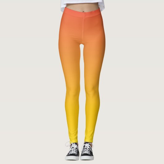 Gelb bis Orange Ombre Fade Gradient Leggings (Vorderseite)