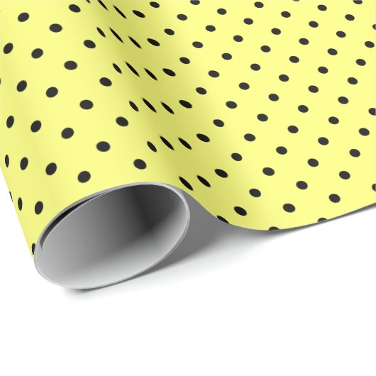Gelb | Black Polka Dot Wrapping Paper Geschenkpapier (Rolleneckpunkt)