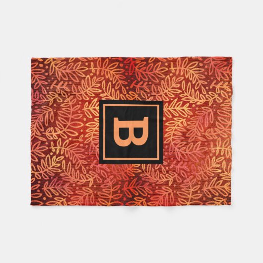 Gelb-Blattfolien-Monogramm Fleecedecke (Vorderseite (Horizontal))