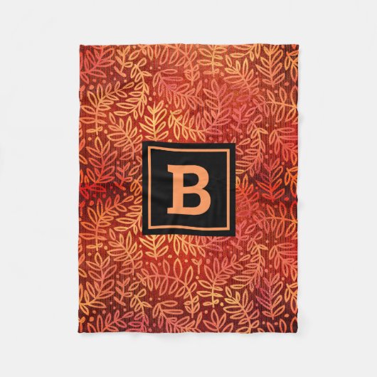 Gelb-Blattfolien-Monogramm Fleecedecke (Vorderseite)