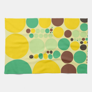 Gelb, blau, braunes Polka-Punktmuster Handtuch
