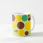 Gelb, blau, braunes Polka-Punktmuster Kaffeetasse (VorderseiteRechts)