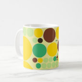 Gelb, blau, braunes Polka-Punktmuster Kaffeetasse (Vorderseite Links)