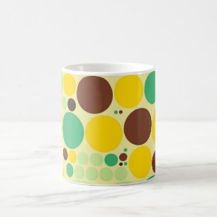 Gelb, blau, braunes Polka-Punktmuster Kaffeetasse