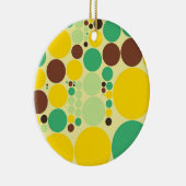 Gelb, blau, braunes Polka-Punktmuster Keramikornament (Rechts)