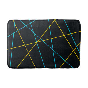 Gelb, blau, cool, trendig, urbane, moderne Linien Badematte
