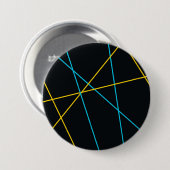 Gelb, blau, cool, trendig, urbane, moderne Linien Button (Vorne & Hinten)
