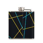 Gelb, blau, cool, trendig, urbane, moderne Linien Flachmann (Rückseite)