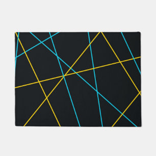 Gelb, blau, cool, trendig, urbane, moderne Linien Fußmatte