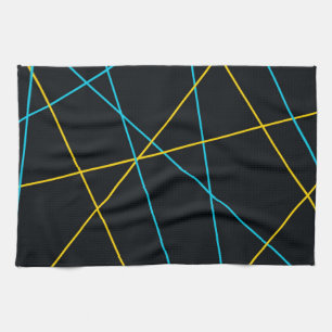 Gelb, blau, cool, trendig, urbane, moderne Linien Geschirrtuch