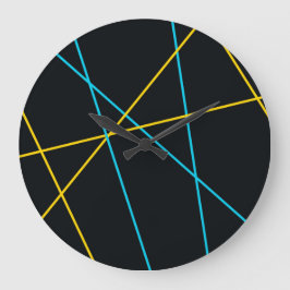 Gelb, blau, cool, trendig, urbane, moderne Linien Große Wanduhr