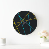 Gelb, blau, cool, trendig, urbane, moderne Linien Große Wanduhr (Zuhause)
