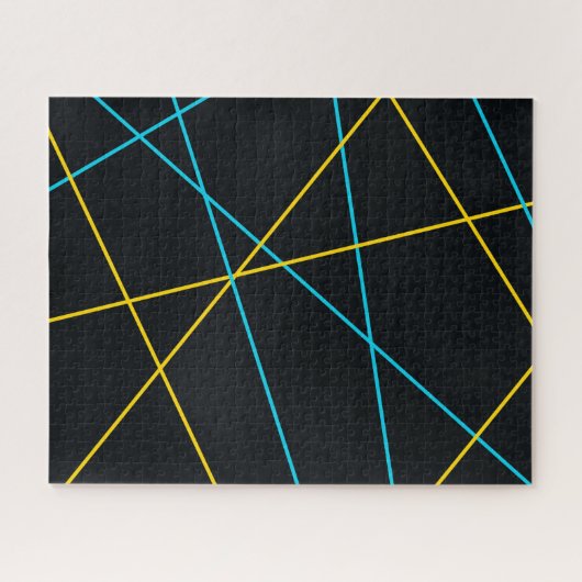 Gelb, blau, cool, trendig, urbane, moderne Linien Puzzle (Horizontal)