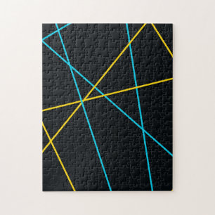 Gelb, blau, cool, trendig, urbane, moderne Linien Puzzle