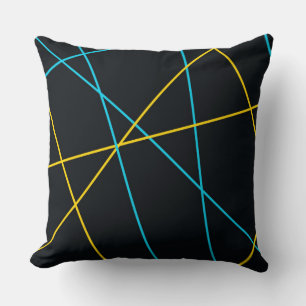 Gelb, Blau, cool, trendy, urban, moderne Linien Kissen