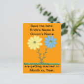 Gelb & blau Daisy Flowers Speichern Sie das Datum Ankündigungspostkarte (Stehend Vorderseite)