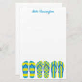 Gelb & blau Flip Flops Personalisiert Stationery Briefpapier (Vorne/Hinten)