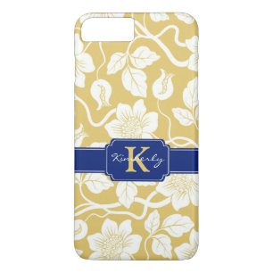 Gelb/blau floraler Name / initial Case-Mate iPhone Hülle