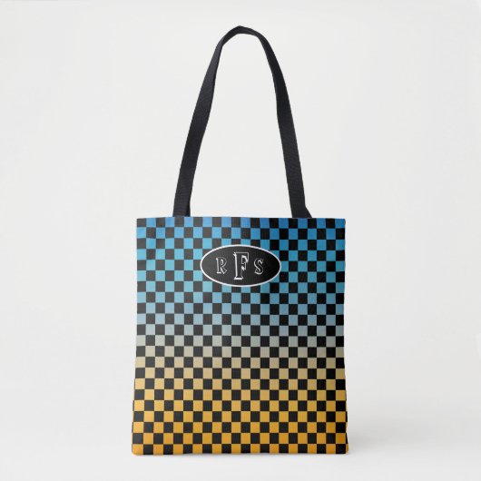 Gelb-Blau-Gelb-Sunset-Monogramm Tasche (Vorderseite)