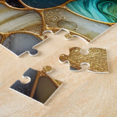 Gelb-blau gestanztes Glas Poodle Puzzle (Seite)