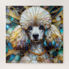 Gelb-blau gestanztes Glas Poodle Puzzle