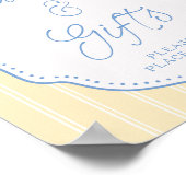 Gelb & Blau gestreifte Karten und Geschenke Schild (Ecke)
