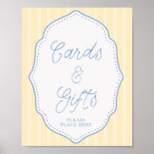 Gelb & Blau gestreifte Karten und Geschenke Schild (Vorne)