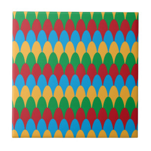 Gelb Blau Grün und Rote Geometrische Muscheln Fliese