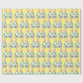 Gelb, blau, grüne Twins Wasserfarben Babydusche Geschenkpapier (Flach)