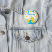 Gelb & Blau Gummiente Pünktchen-Mama-wird-Design Button (Beispiel)