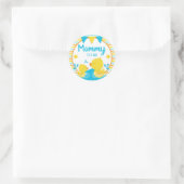Gelb & Blau Gummiente Pünktchen-Mama-wird-Design Runder Aufkleber (Tasche)