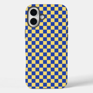 Gelb-blau kariertes Brettmuster iPhone 16 Plus Hülle