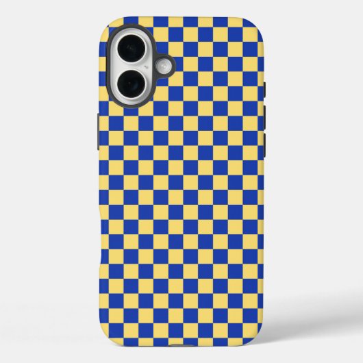 Gelb-blau kariertes Brettmuster Case-Mate iPhone Hülle (Rückseite)