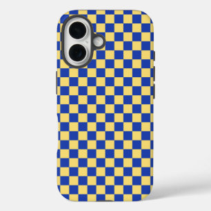Gelb-blau kariertes Brettmuster iPhone 16 Hülle
