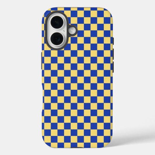 Gelb-blau kariertes Brettmuster Case-Mate iPhone Hülle (Rückseite)