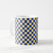 Gelb-blau kariertes Brettmuster Kaffeetasse (Vorderseite Links)