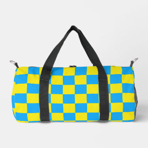 Gelb-blau kariertes Muster Duffle Bag