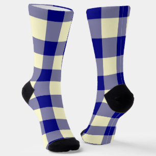 Gelb Blau Kariertes Muster Socken