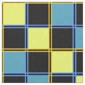 Gelb-blau-kariertes Muster Stoff (Nahaufnahme)