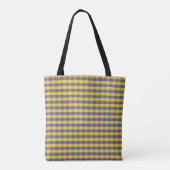 Gelb-blau-kariertes Muster Tasche (Rückseite)