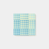 Gelb Blau Karo Patchworkmuster Post-it Klebezettel (Vorderseite)